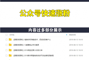 公众号快速涨粉的九大狠招，引流技术分享，从零到百万（16课）-多课资源站