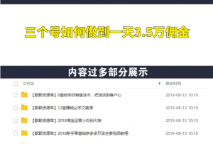某社群培训：三个号如何做到一天3.5万佣金-多课资源站