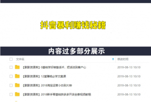 抖音暴利赚钱秘籍：0基础做爆款、靠一部手机月入3万、5万、10万（视频课）-多课资源站