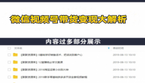 微信视频号带货变现大解析-多课资源站