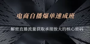 电商自播爆单速成班：解密直播流量获取承接放大的核心密码-多课资源站
