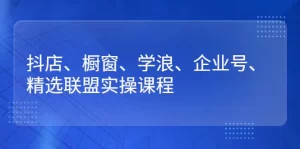 抖店、橱窗、学浪、企业号、精选联盟实操课程-多课资源站