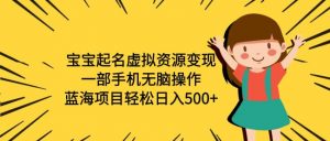 宝宝起名虚拟资源变现，一部手机无脑操作，蓝海项目轻松日入500+（附软件）-多课资源站
