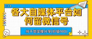 各大自媒体平台如何留微信号，详细实操教学-多课资源站