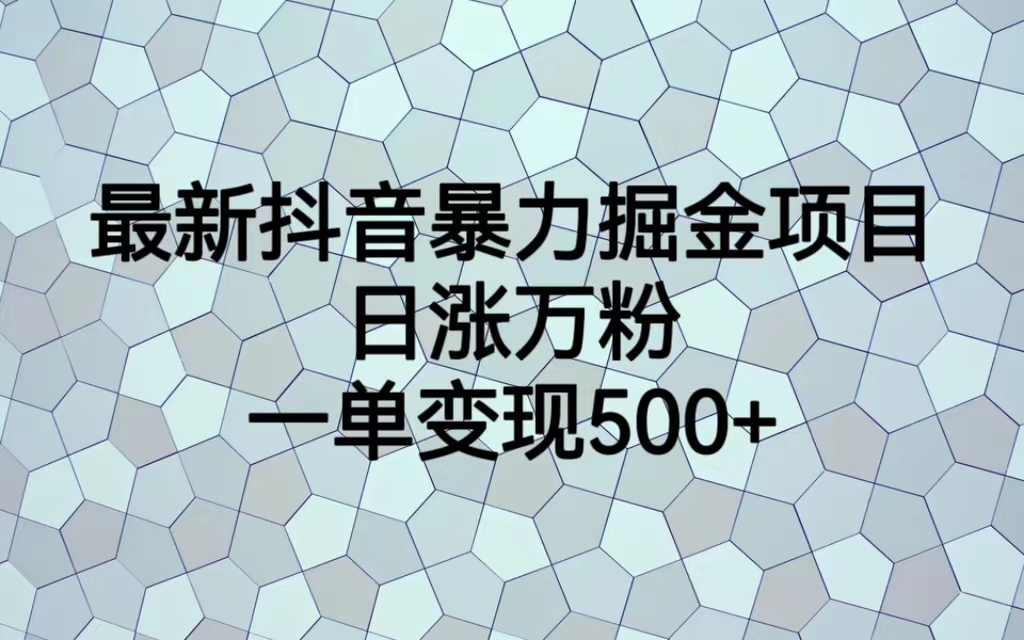 最新抖音暴力掘金项目，日涨万粉，一单变现500+-网课资源站