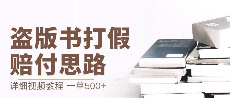 最新盗版书赔付打假项目，一单利润500+【详细玩法视频教程】-网课资源站