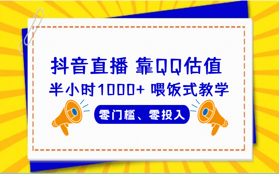 QQ号估值直播 半小时1000+，零门槛、零投入，喂饭式教学、小白首选-网课资源站