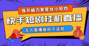 快手短剧无人直播强开磁力聚星挂小铃铛（教程+素材）-多课资源站