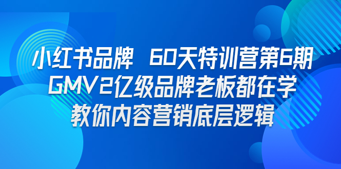 小红书品牌 60天特训营第6期 GMV2亿级品牌老板都在学 教你内容营销底层逻辑-好课945知识付费商城