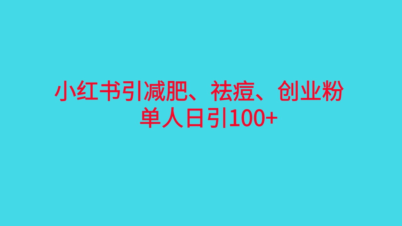 小红书精准引流，减肥、祛痘、创业粉单人日引100+（附软件）-好课945知识付费商城