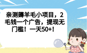 亲测薅羊毛小项目，2毛钱一个广告，提现无门槛！一天50+！-多课资源站