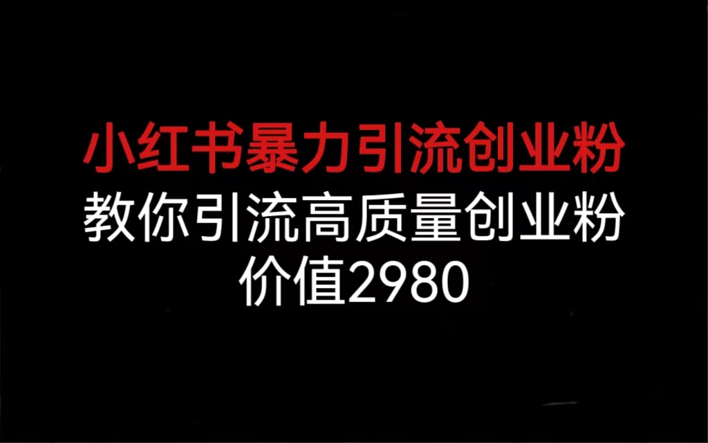 小红书暴力引流创业粉，教你引流高质量创业粉，价值2980-好课945知识付费商城