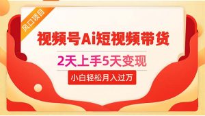 2天上手5天变现视频号Ai短视频带货0粉丝0基础小白轻松月入过万-多课Ai资源库