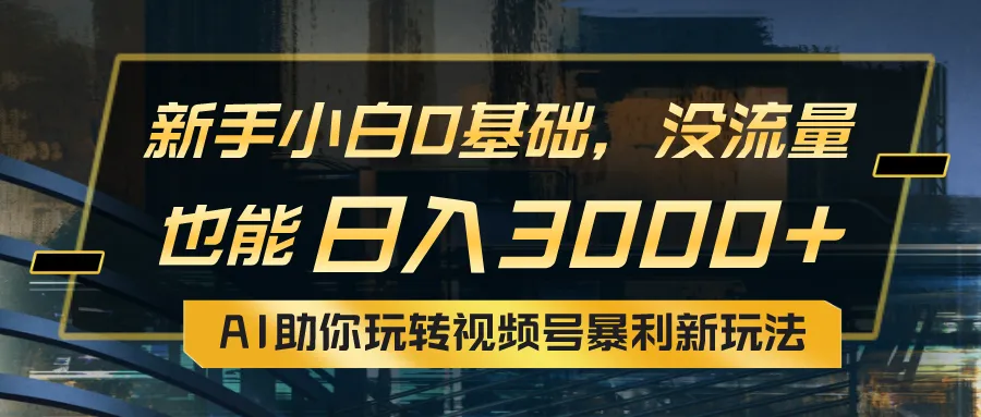 小白0基础，没流量也能日入3000 ：AI助你玩转视频号暴利新玩法-多课Ai资源库