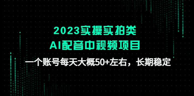 <strong>2023实操实拍类AI配音中视频项目，一个账号每天大概50+左右，长期稳定</strong>-多课Ai资源库
