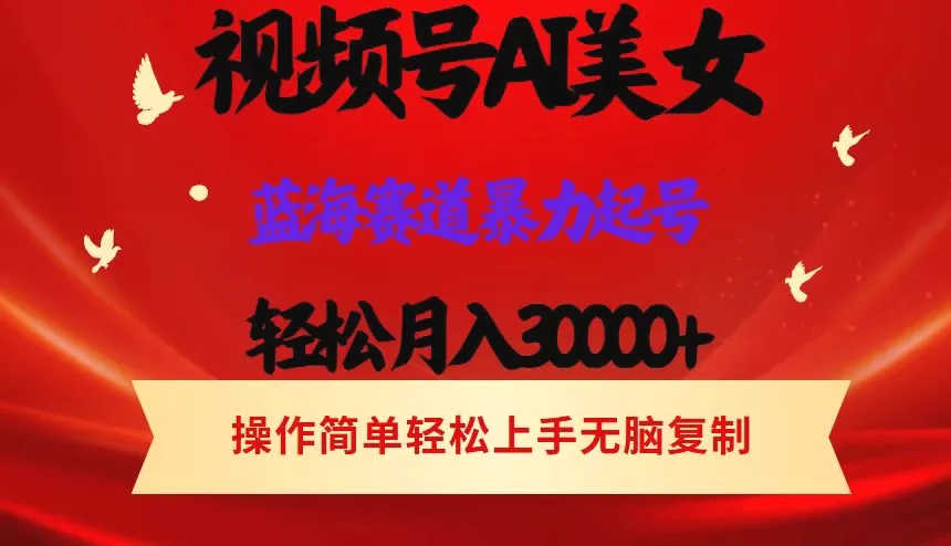 视频号AI美女跳舞，轻松月入30000 ，蓝海赛道，流量池巨大，起号猛，当-多课Ai资源库
