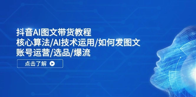 抖音AI图文带货教程：核心算法/AI技术运用/如何发图文/账号运营/选品/爆流-多课Ai资源库
