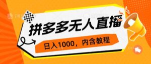 拼多多无人直播不封号玩法，0投入，3天必起，日入1000+-多课资源站