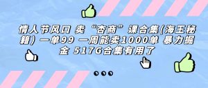 情人节风口 卖“杏商”课合集(海王秘籍) 一单99 一周能卖1000单-多课资源站
