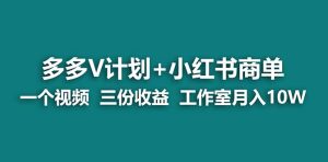 【蓝海项目】多多v计划+小红书商单 一个视频三份收益 工作室月入10w-多课资源站