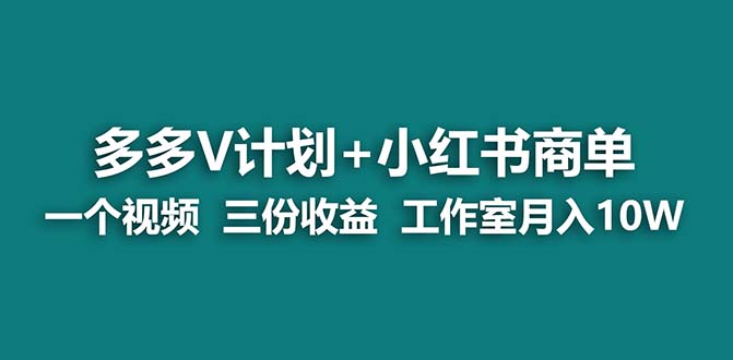 【蓝海项目】多多v计划+小红书商单 一个视频三份收益 工作室月入10w-多课资源站