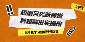 短剧另类新赛道剪辑解说实操班：一部手机学习短剧账号运营（29节 价值500）-多课资源站