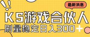 快手游戏合伙人新项目，新手小白也可日入300+，工作室可大量跑-多课资源站