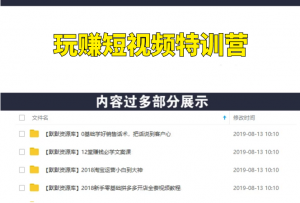 《玩赚原创短视频7天特训营》实现百万播放量(视频+资料+工具)-多课资源站