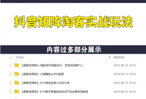 抖音淘宝客集训，抖音矩阵淘客实战玩法-多课资源站