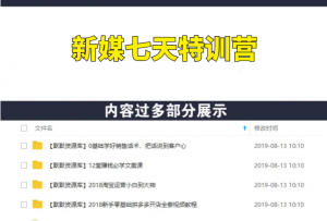 新媒七天特训营，小白入门自媒体单人月入3000元秘籍-多课资源站