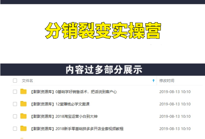 分销裂变实操营，几天就裂变出10000+-多课资源站