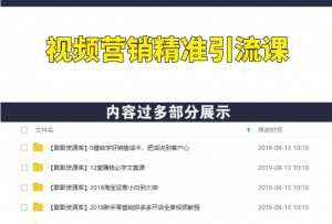 全网视频批量营销精准引流课,内部操作手法-多课资源站