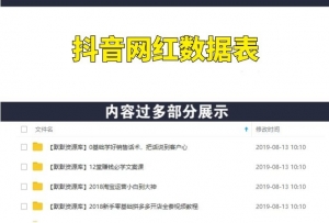50份抖音各类目，KOL前100名网红数据表-多课资源站