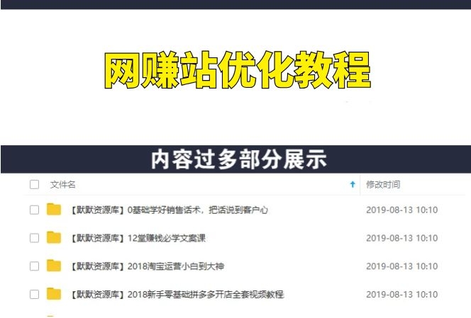 网赚站优化大全教程，适用于任何类型的网赚站（视频版）-多课资源站