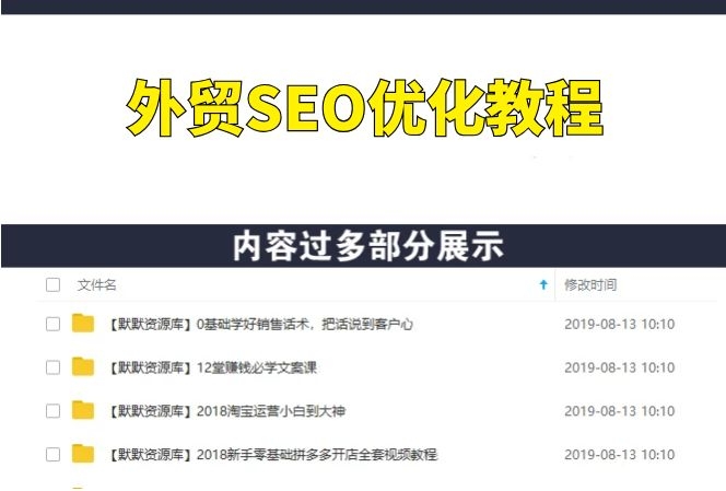 外贸SEO优化教程，跨境SEO全网优化指南，网站SEO优化营销教程-多课资源站