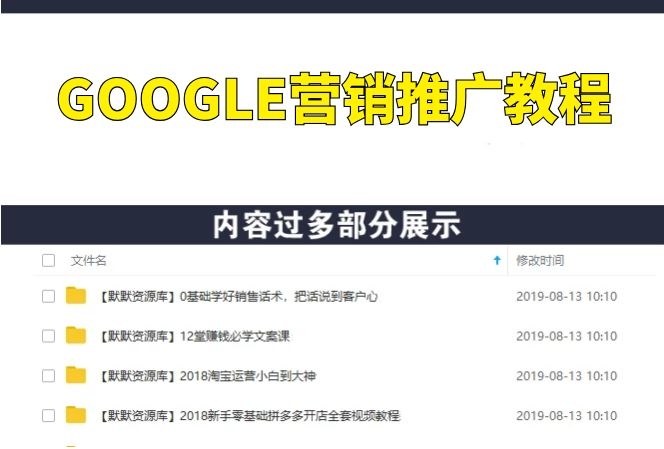 GOOGLE营销推广教程，外贸培训推广谷歌视频课程，谷歌广告营销推广-多课资源站