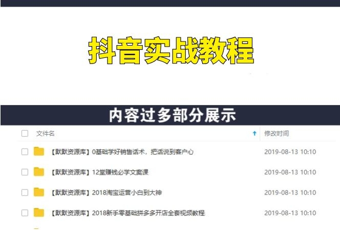抖音内部实战全套VIP项目教程（附工具）-多课资源站