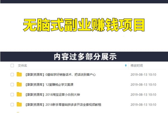 月入十万—无脑式副业赚钱项目（项目资料+教程）-多课资源站