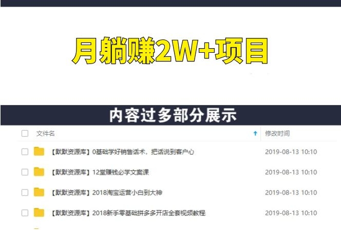 月躺赚2W+项目:带你过肥年共5节视频,附源码价值3298元-多课资源站