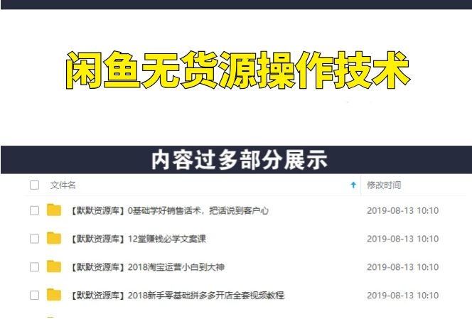 闲鱼无货源操作技术,单店上万批量操作-多课资源站