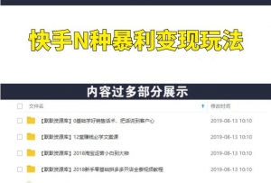快手简单粗暴的N种暴利变现玩法(线下课程录音+文字收费12800元)-多课资源站