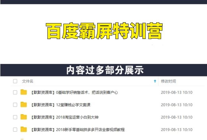 百度霸屏特训营,通过百度霸屏运营赚钱,价值1220元-多课资源站