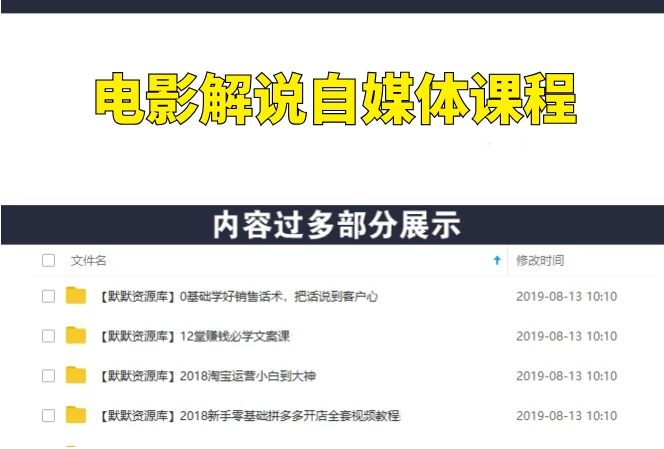 电影解说自媒体超系统课程，从小白入门到解说大神每日50万+流量-多课资源站
