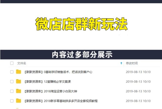 微店店群玩法,200多个店铺,每天躺赚纯利1万(全套课程)-多课资源站