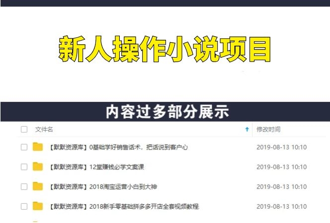 零基础新人操作小说项目月入过万（视频+音频+文档）-多课资源站