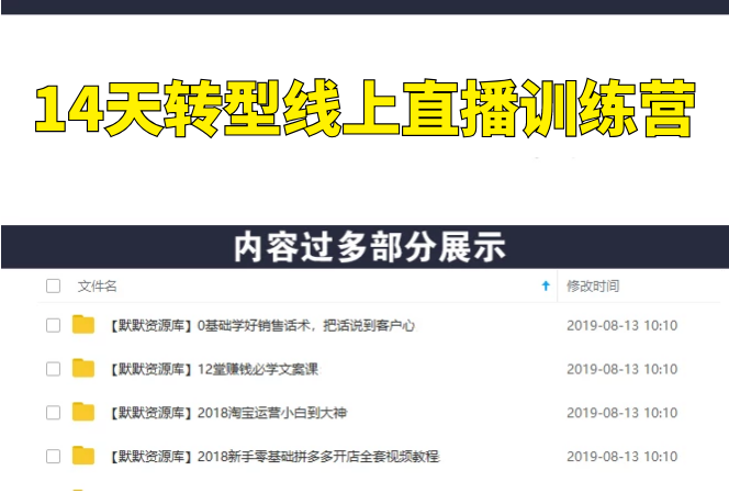 14天转型线上直播训练营-多课资源站