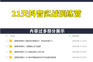 21天抖音实战训练营，手把手教你做抖音快速变现-多课资源站