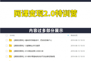 网课变现2.0特训营，系统打造出自己的爆款网课，年收入200W+（价值2980元）-多课资源站