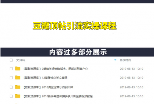 全网最新豆瓣顶帖引流实操课程，每天精准100流量-多课资源站