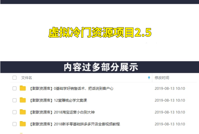 虚拟冷门资源项目2.5（冷门&代理玩法） 精准引流实操日赚1000+(更新中)-多课资源站